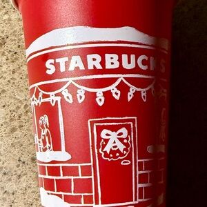 Starbucks Red Cup with White Holiday Sketch